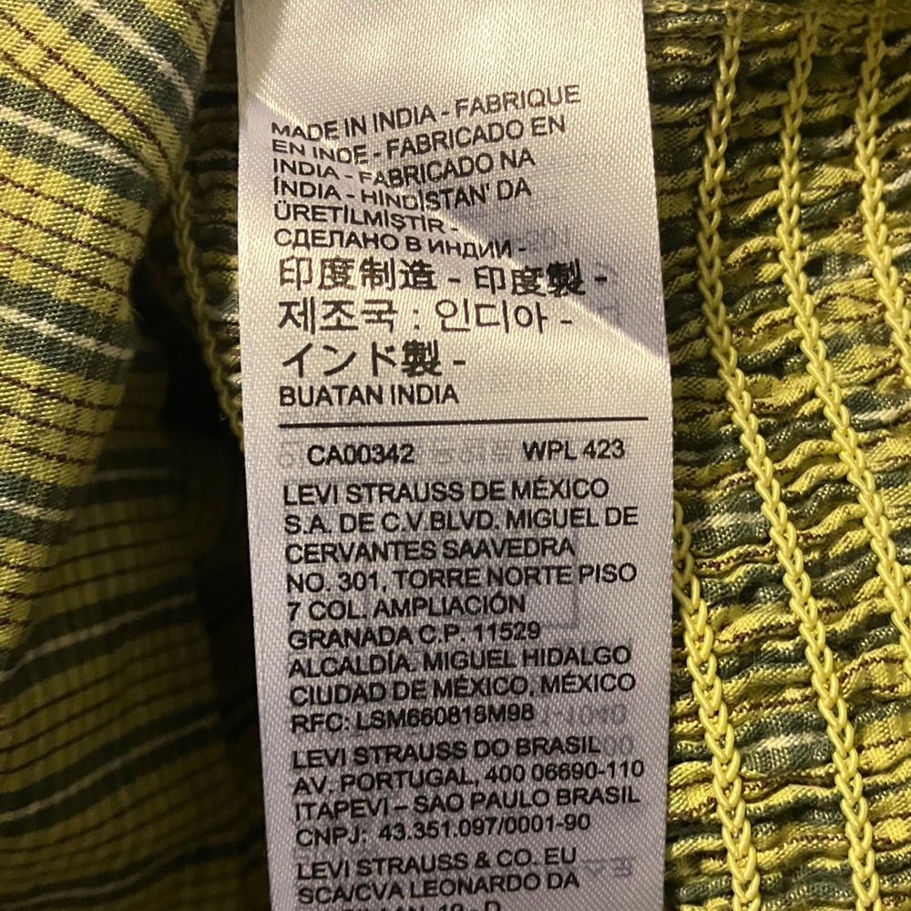 Levi's Yellow-Green Striped Square-Neck Blouse - Picture 7 of 9